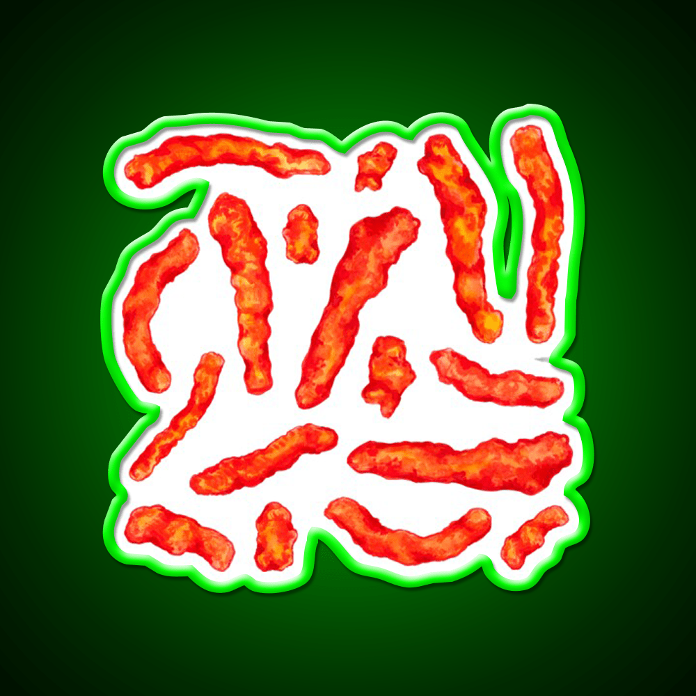 Flamin Hot Cheese Puff Pattern Yellow Snack Food Led Neon Sign Rgb Color - Shineneon