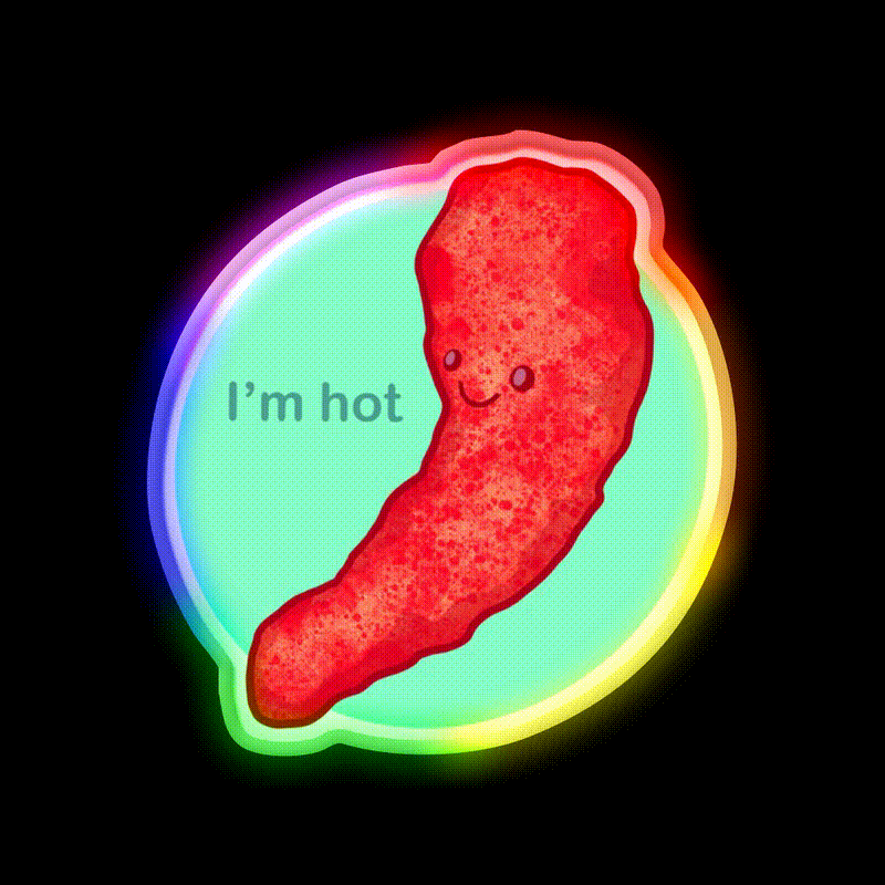 Flamin Hot Snack Food Led Neon Sign Rgb Color - LED neon sign close-up detail