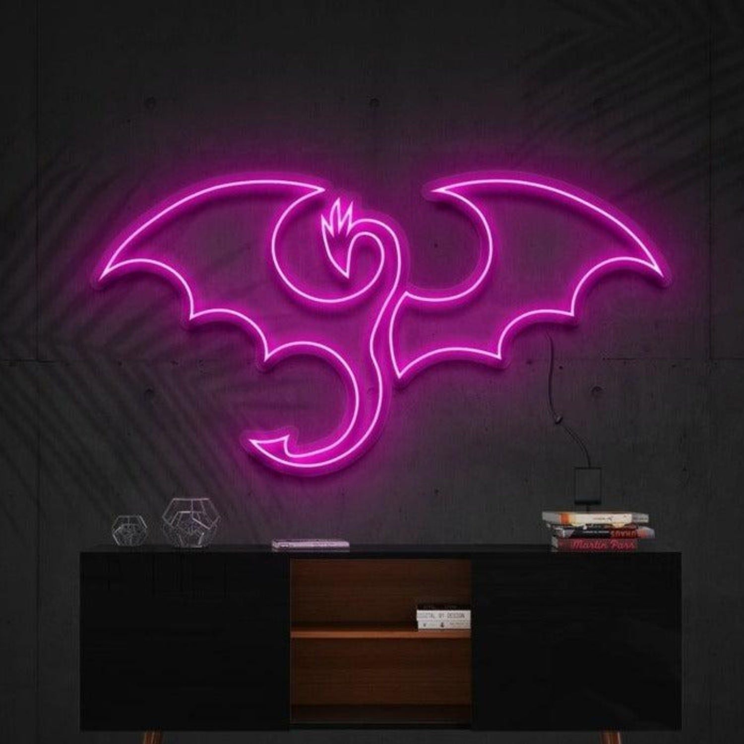 Flaming Dragon Blue Purple Bat Led Neon Sign For Gothic Bar Halloween Decor | Shineneon