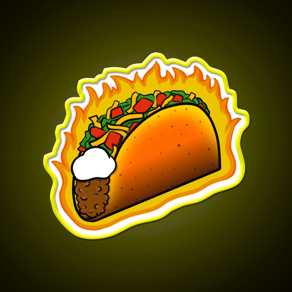 Flaming Hot Taco Led Neon Sign Mexican Food Sign Rgb Color - Custom LED neon sign front view