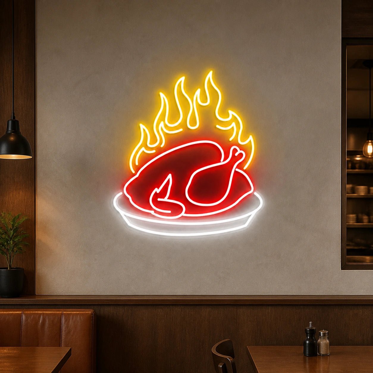 Flaming Roast Chicken Vintage LED Neon Sign - Shineneon