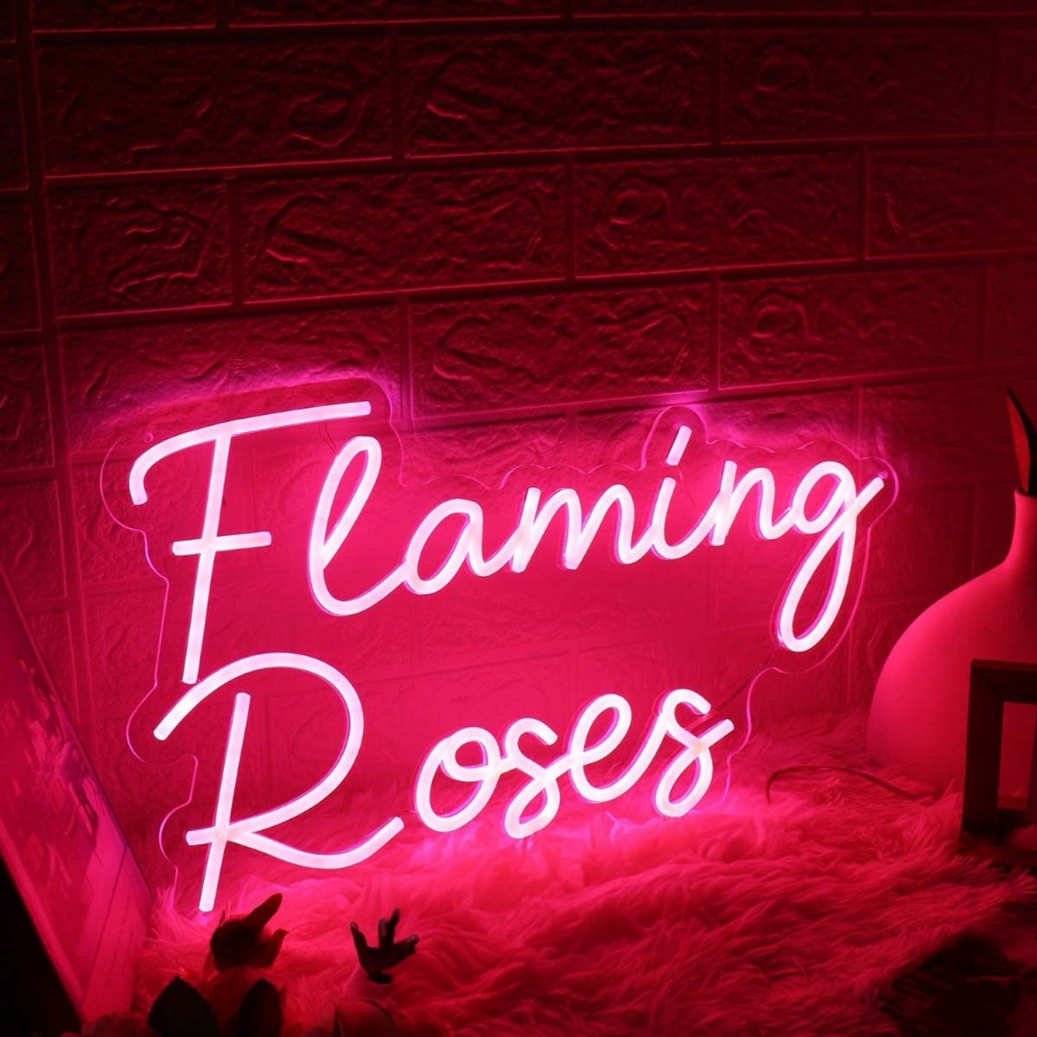 Flaming Roses Pink Led Neon Sign - Shineneon