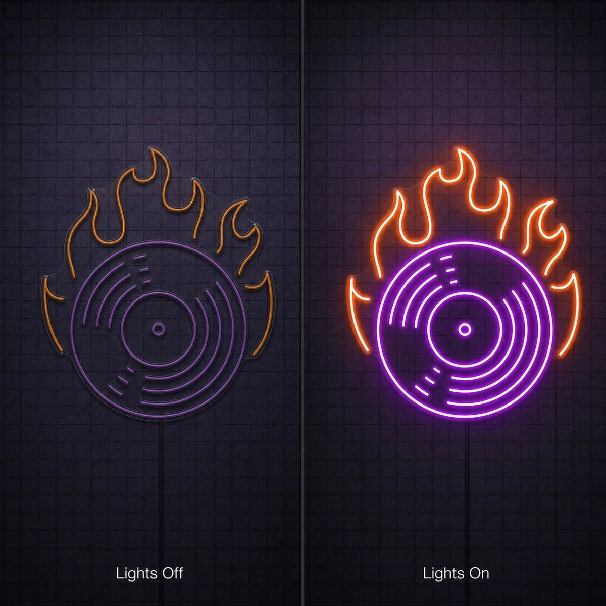 Flaming Vinyl Record LED Neon Sign - Shineneon
