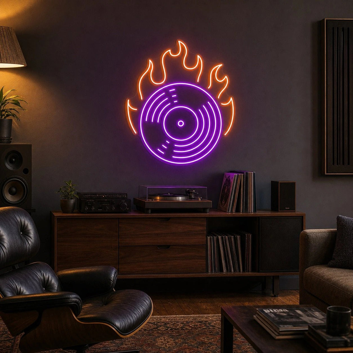 Flaming Vinyl Record LED Neon Sign - Shineneon