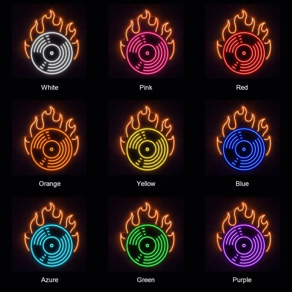 Flaming Vinyl Record LED Neon Sign - Shineneon