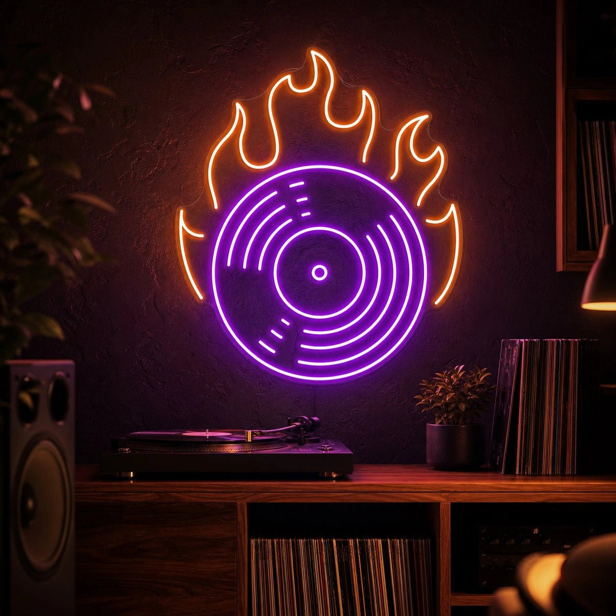 Flaming Vinyl Record LED Neon Sign - Shineneon