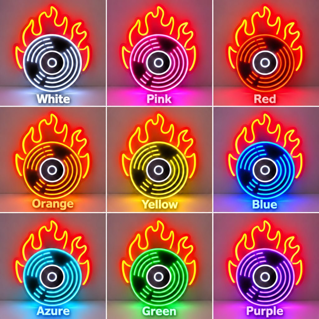 Flaming Vinyl Record LED Neon Sign Garage Neon Sign - Shineneon