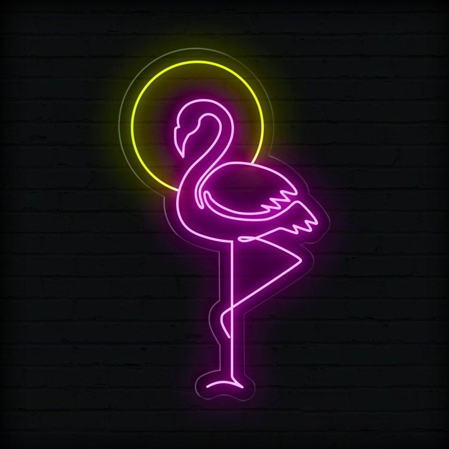 Flamingo Sun Blue Yellow Ring Led Neon Sign For Commercial Home Decor | Shineneon