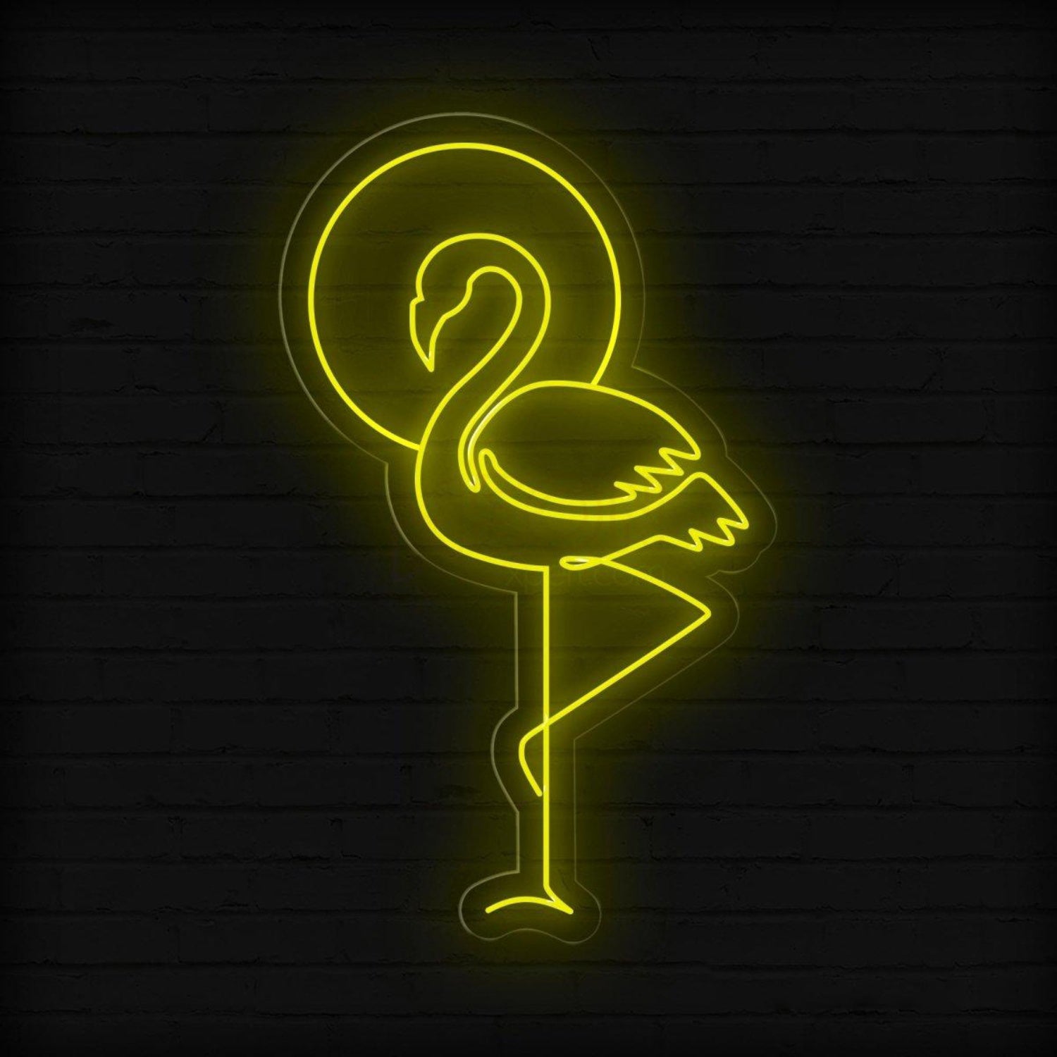 Flamingo Sun Blue Yellow Ring Led Neon Sign For Commercial Home Decor | Shineneon