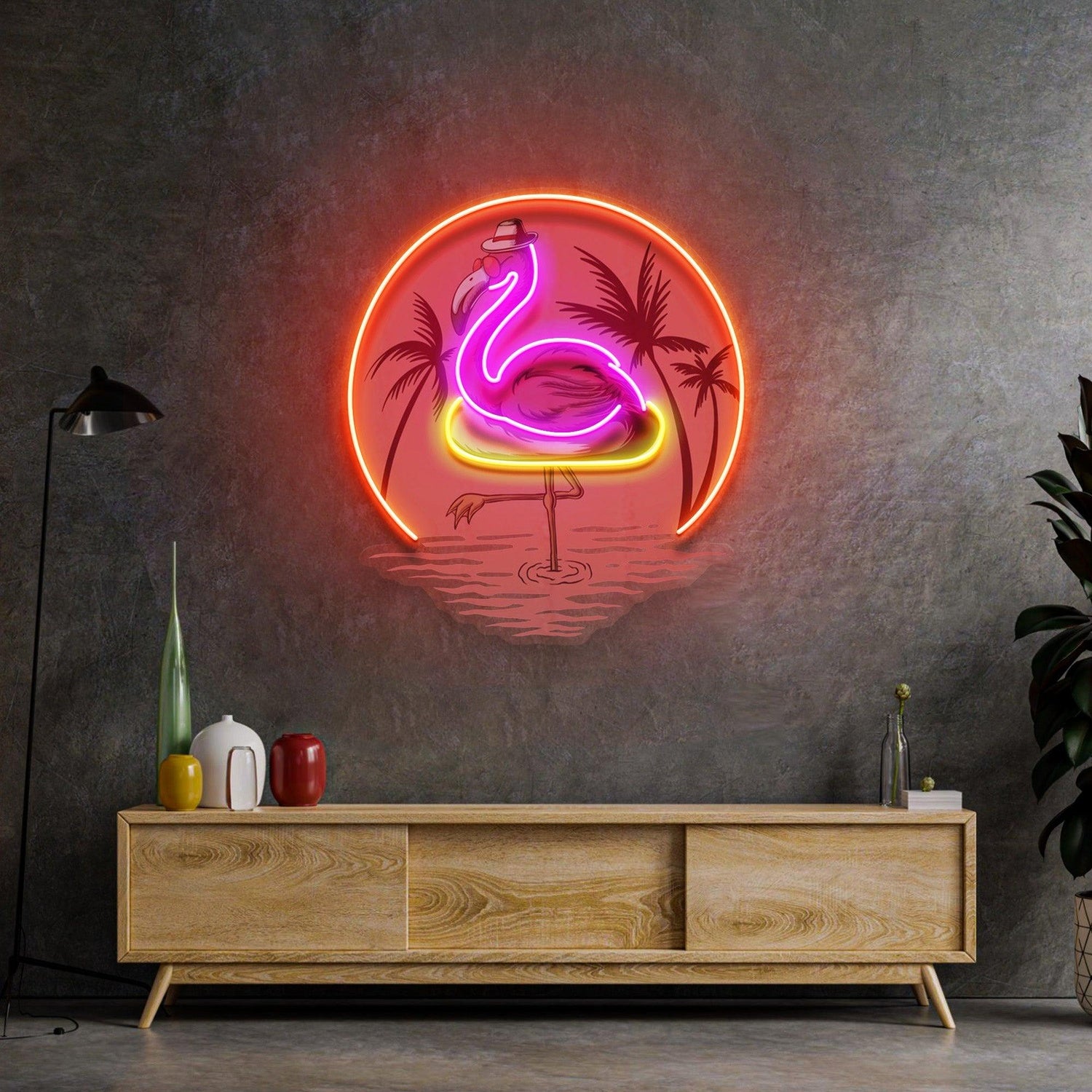 Flamingo Tropical Summer Uv Printed Led Neon Sign For Living Room Wall Decor | Shineneon