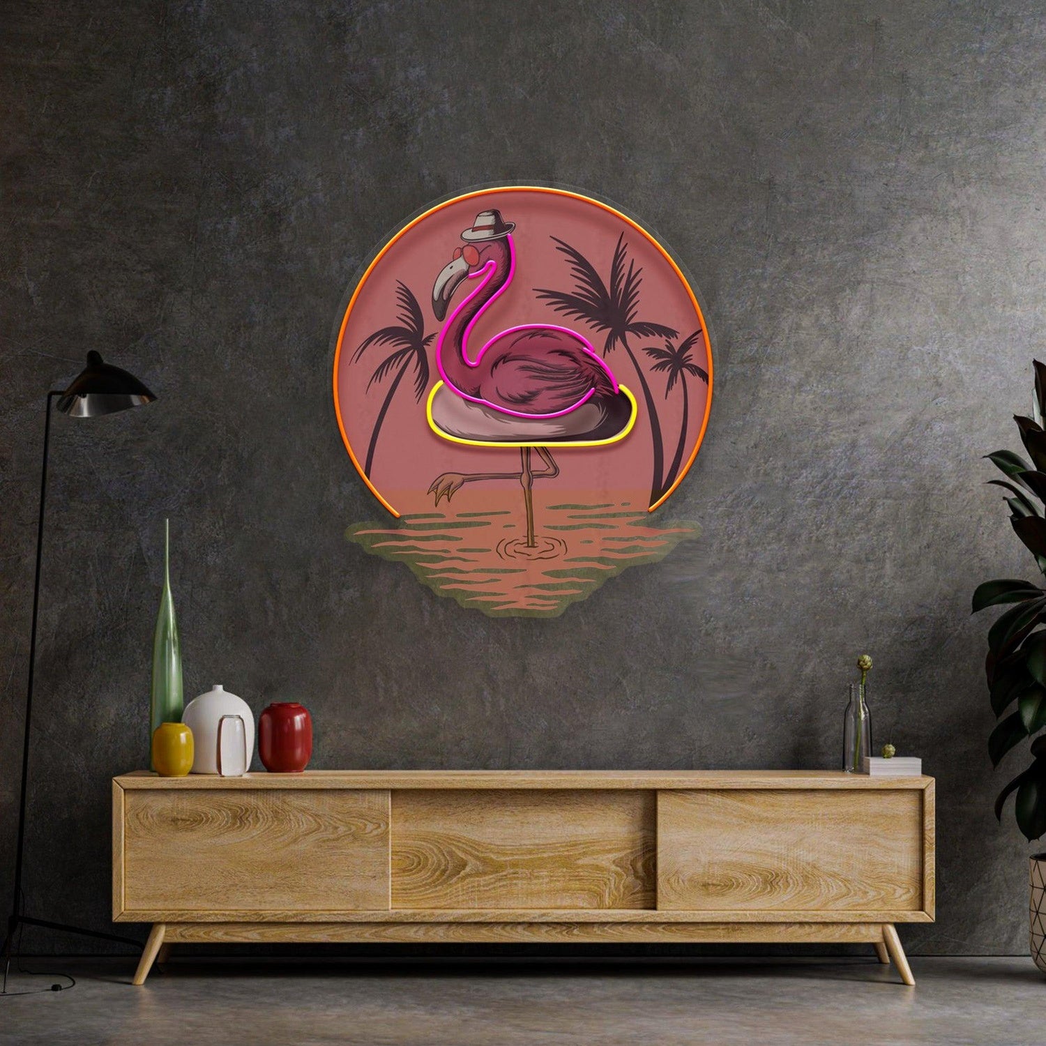 Flamingo Tropical Summer Uv Printed Led Neon Sign For Living Room Wall Decor | Shineneon