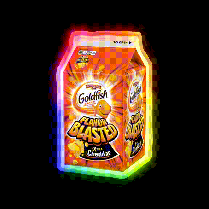 Flavor Blasted Goldfish Snack Food Led Neon Sign Rgb Color - LED neon sign close-up detail