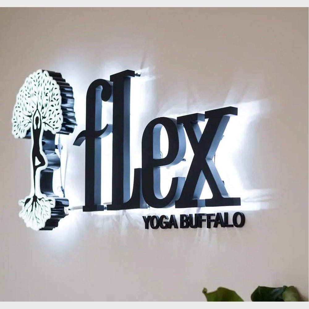 Flex Yoga Buffalo With Logo 3D Frontlit And Backlit Channel Letter Led Light Sign - Shineneon