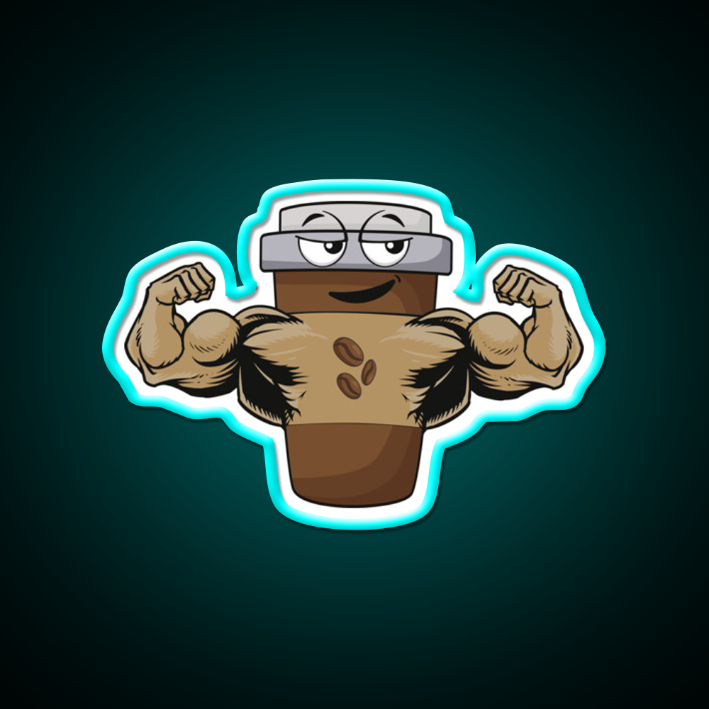 Flexing Coffee Bodybuilding Strongman Gym Fitness Led Neon Sign Rgb Color