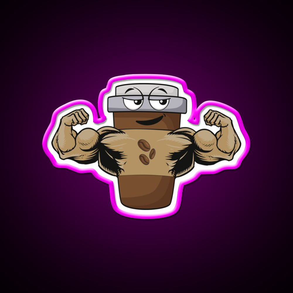 Flexing Coffee Bodybuilding Strongman Gym Fitness Led Neon Sign Rgb Color