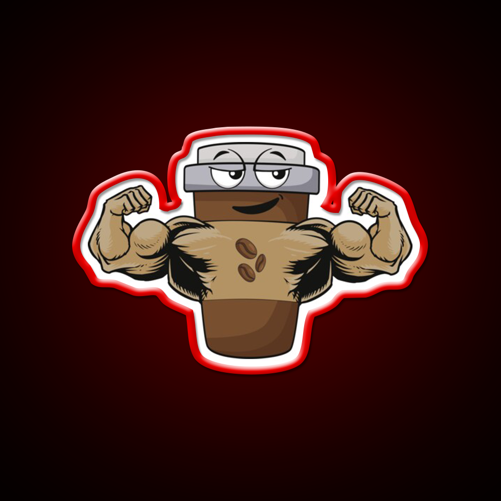 Flexing Coffee Bodybuilding Strongman Gym Fitness Led Neon Sign Rgb Color