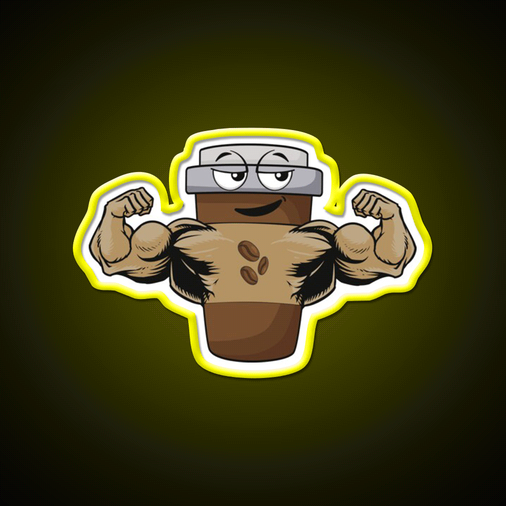 Flexing Coffee Bodybuilding Strongman Gym Fitness Led Neon Sign Rgb Color