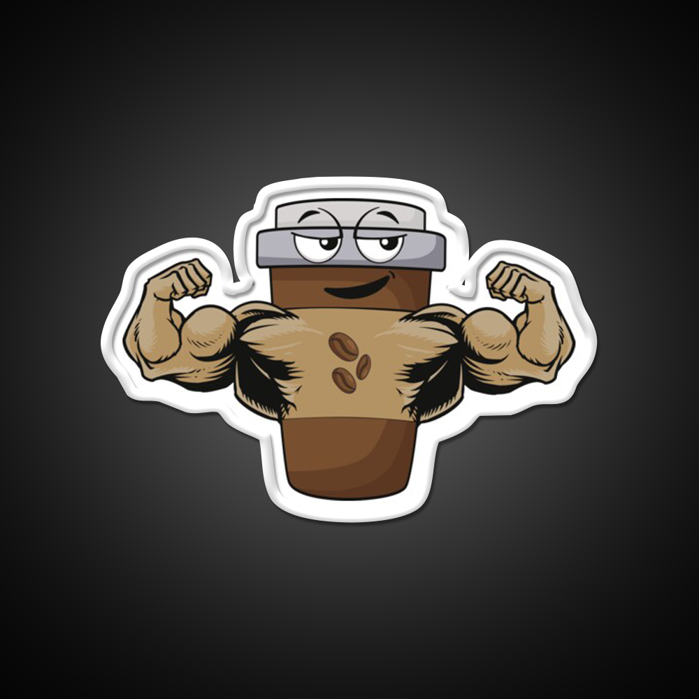 Flexing Coffee Bodybuilding Strongman Gym Fitness Led Neon Sign Rgb Color