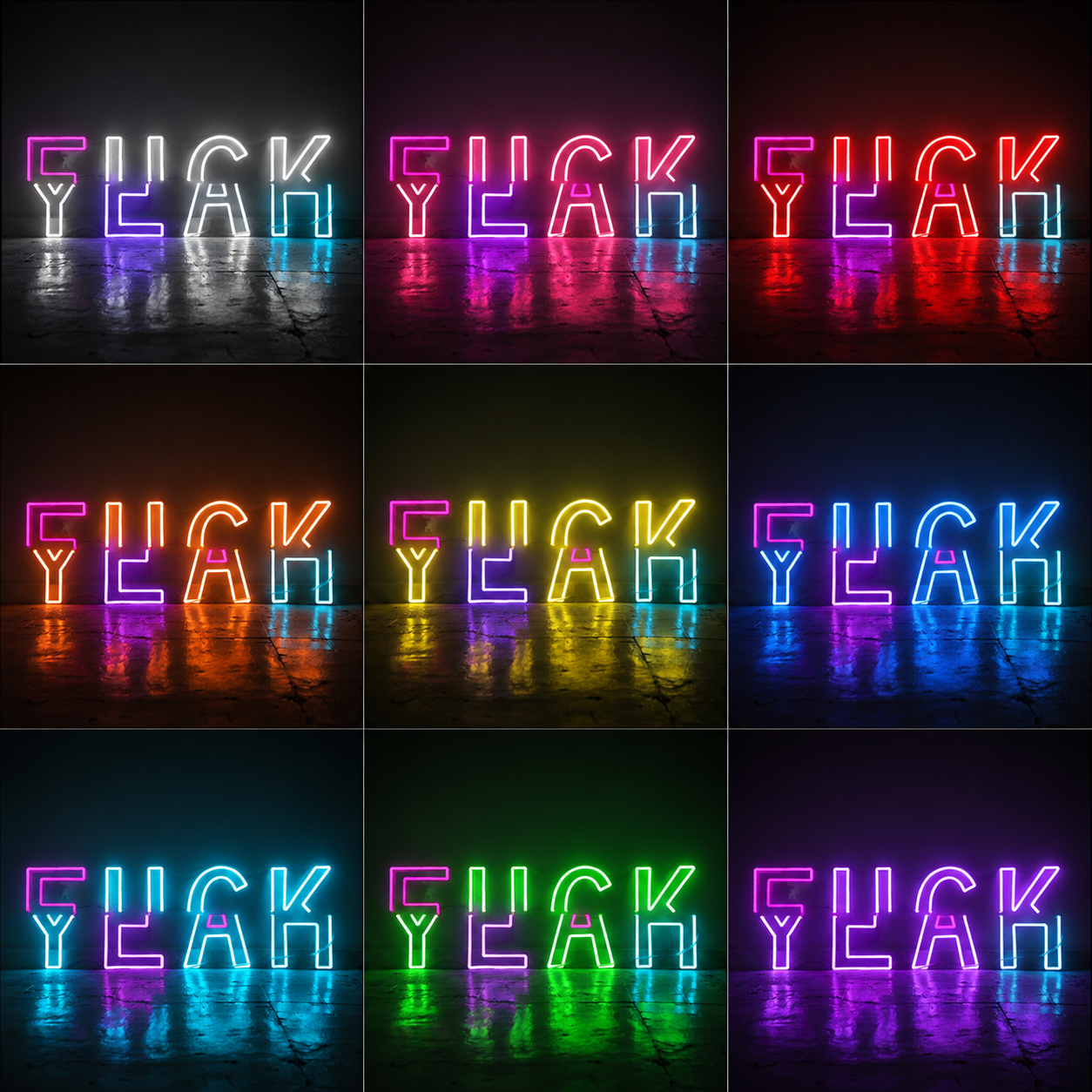 Flick Yeah Is LED Neon Sign - 05 Color Grid