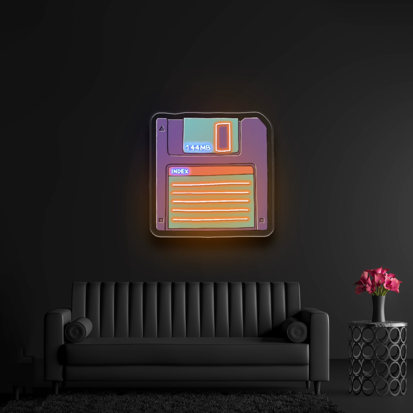 Floppy Disk 80s Neon Sign Art
