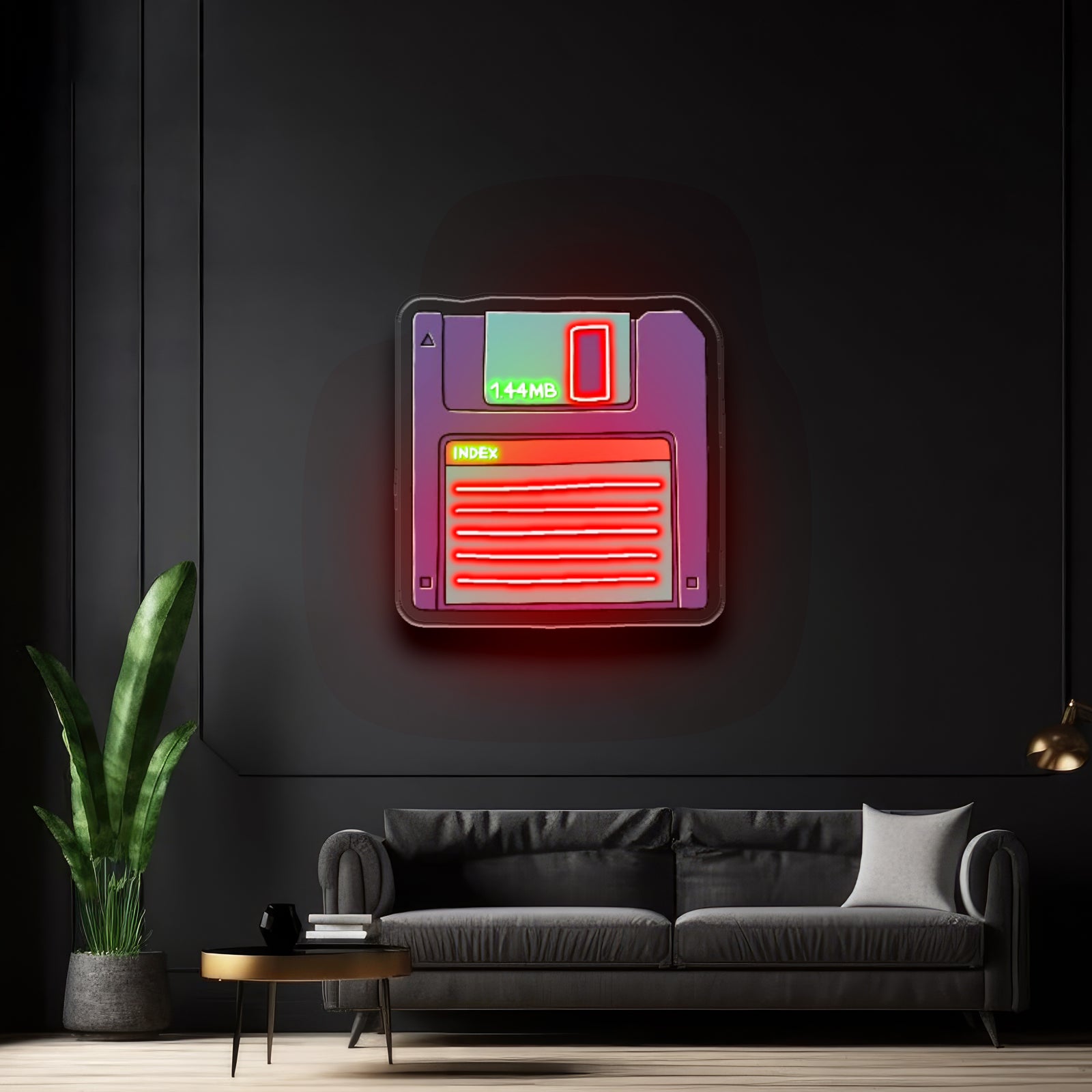 Floppy Disk 80s Neon Sign Art