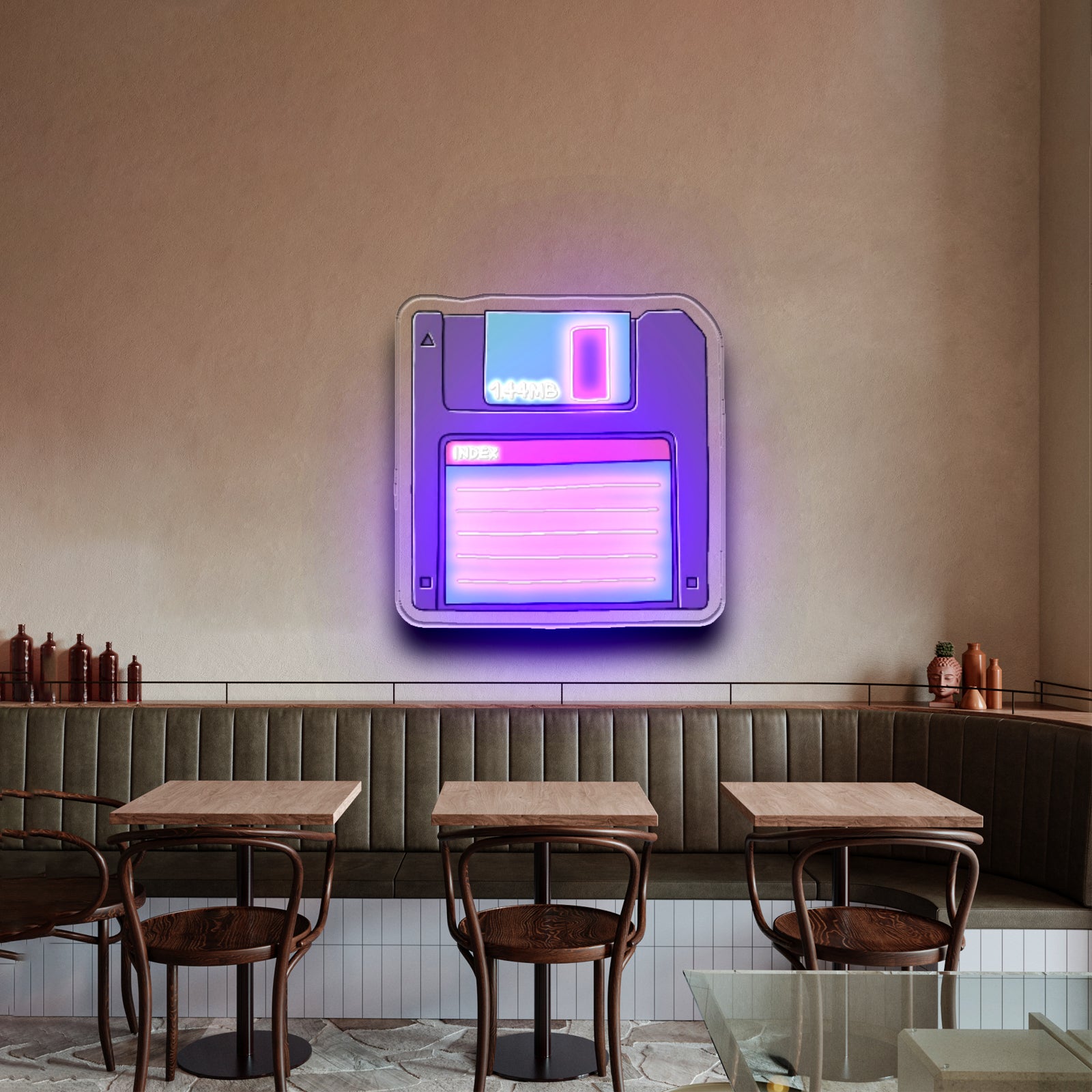 Floppy Disk 80s Neon Sign Art