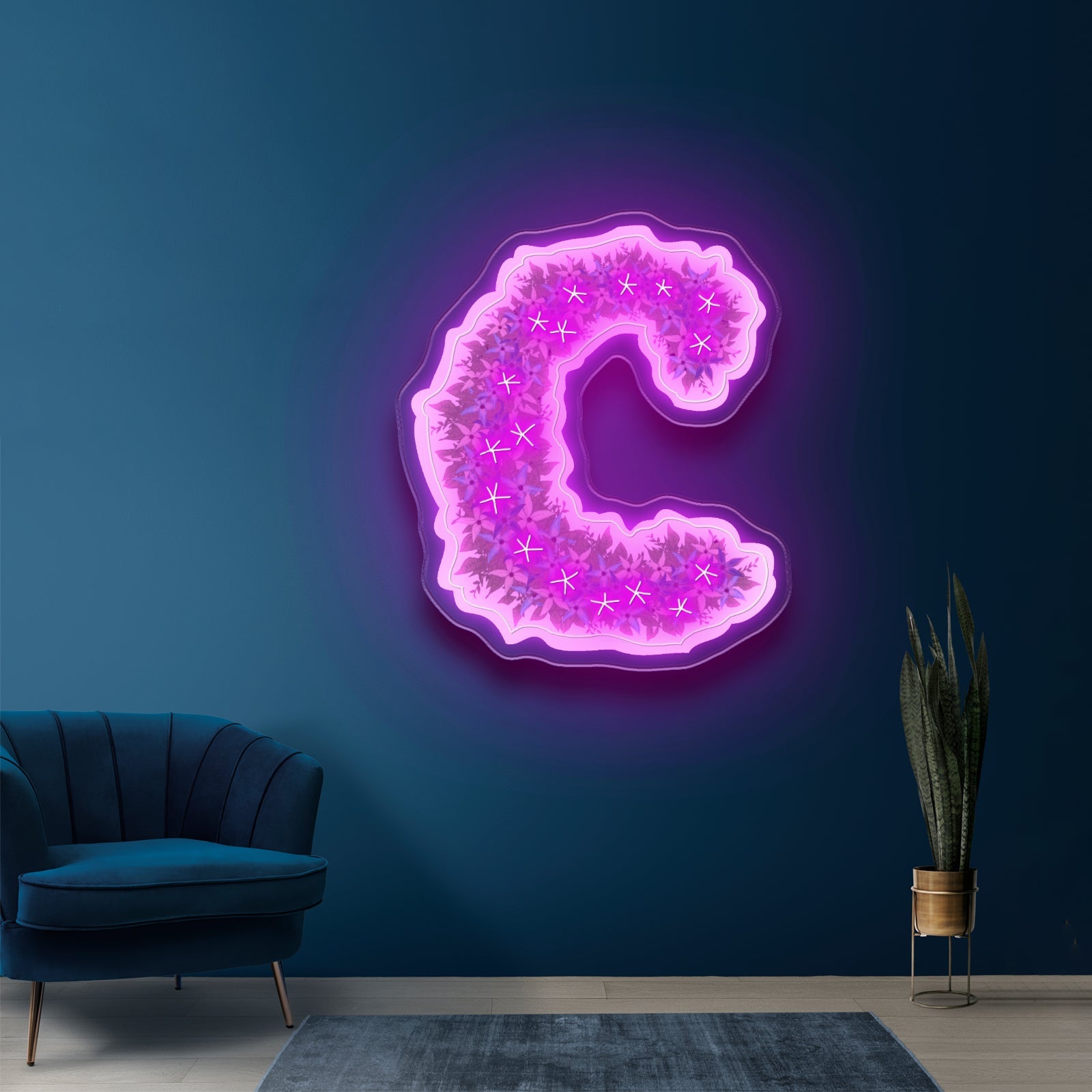 Floral C Letter Neon Signs Led Wedding Signs - Shineneon