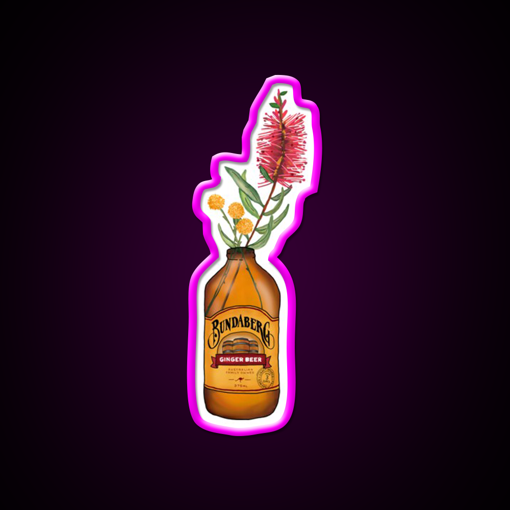 Floral Ginger Beer Bar Decor Led Neon Sign Rgb Color - Neon sign mounted on wall in room