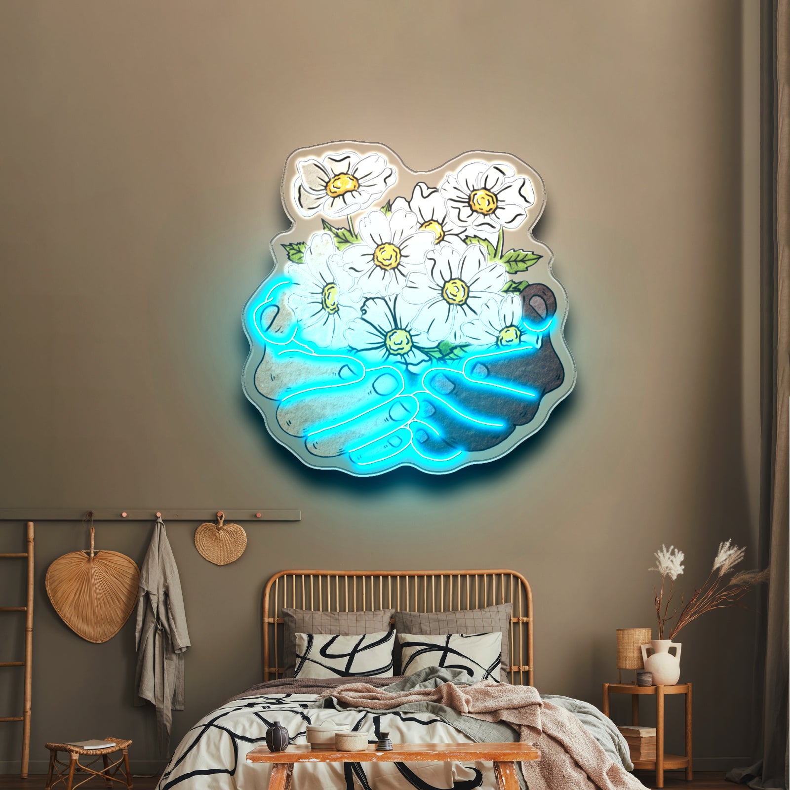 Floral Hands Neon Signs Natural Light Neon Sign