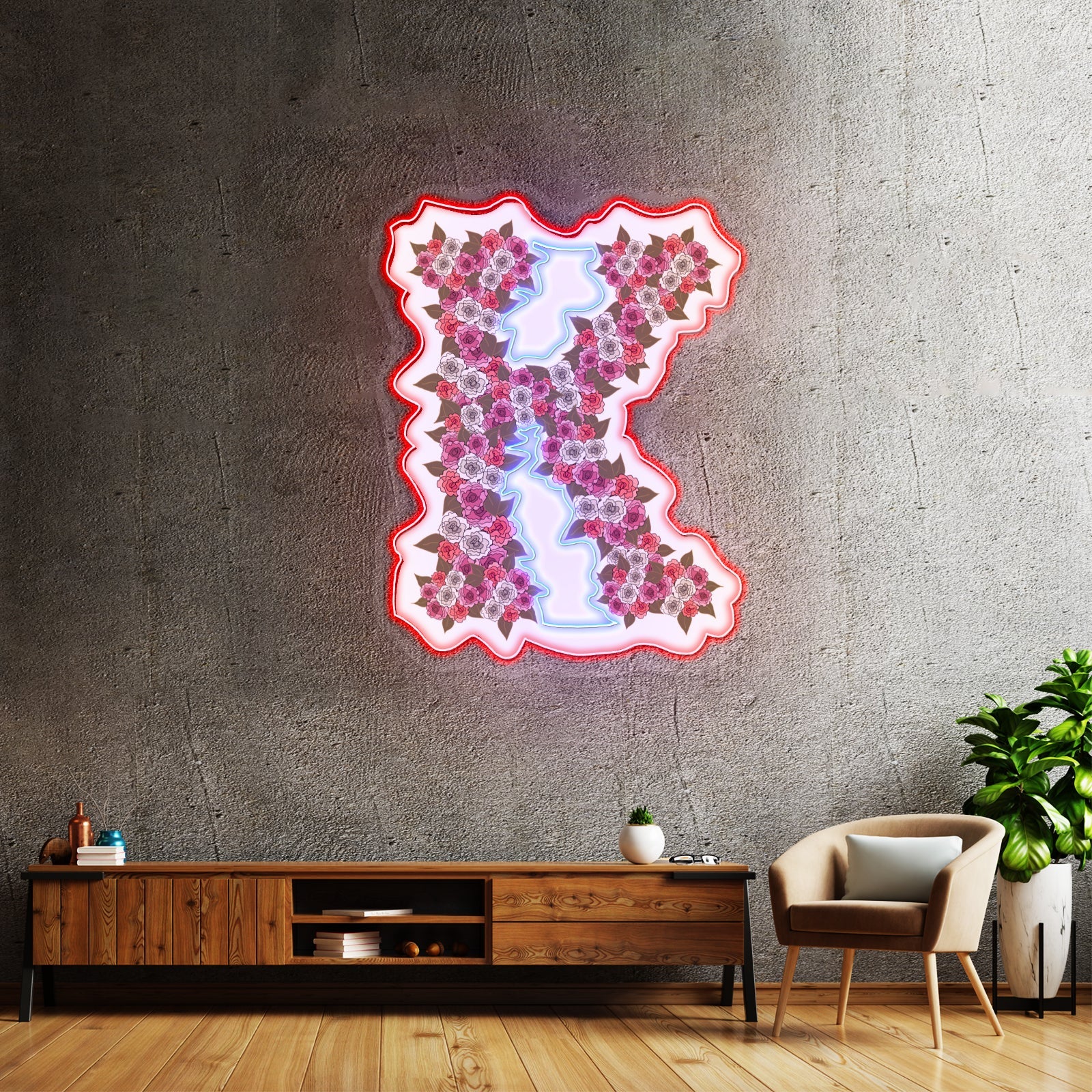 Floral K Letter Neon Light Custom - Shineneon