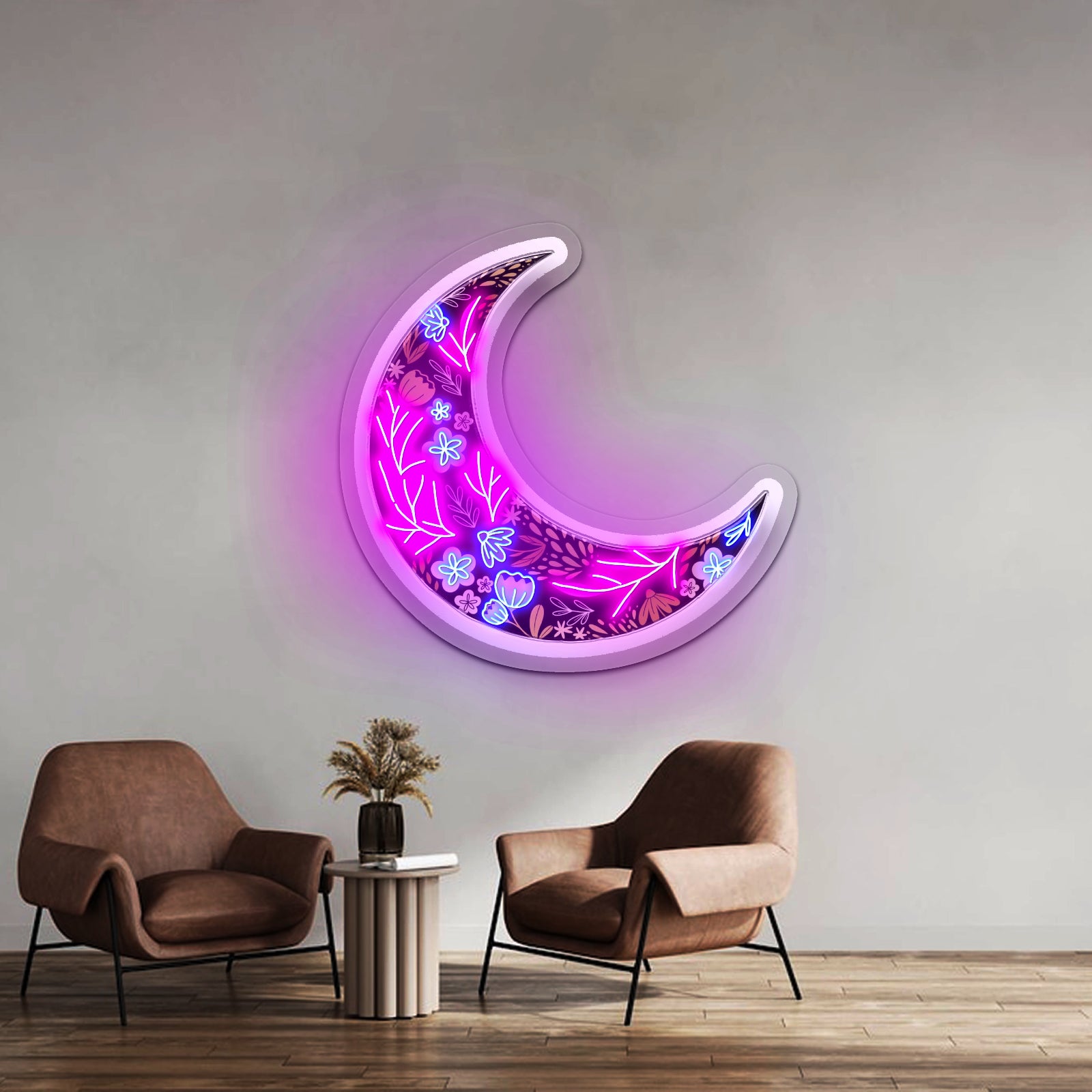 Floral Moon Neon Signs Led Lights For Signs