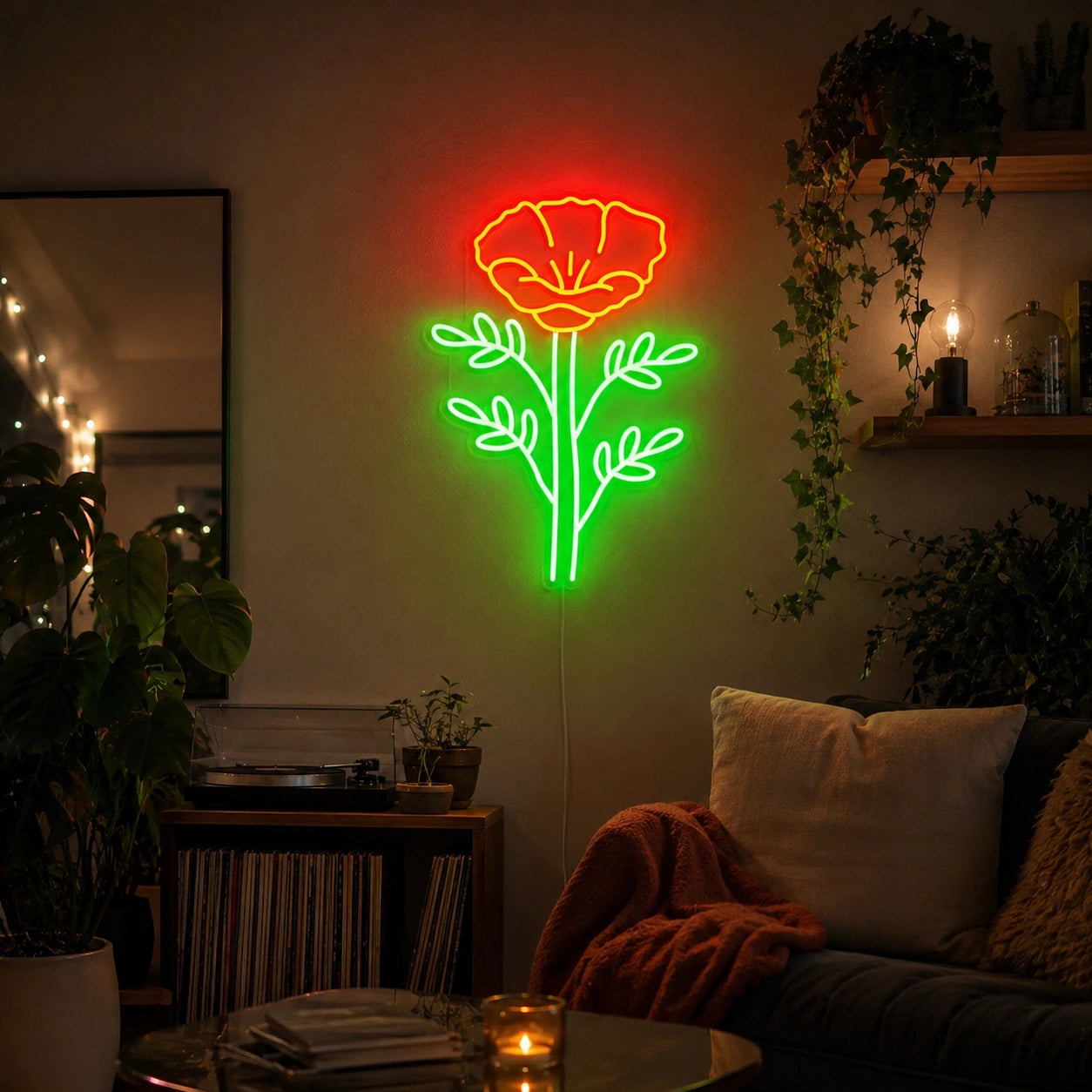 Floral Wall Neon Sign LED Neon Sign real lifestyle scene