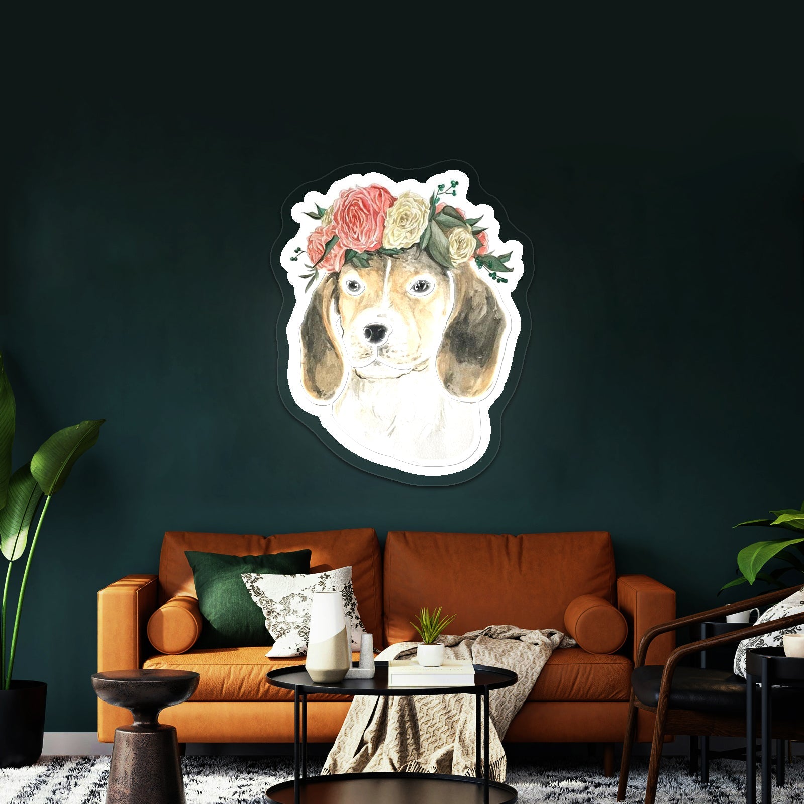 Flower Crown Beagle Dodgers Neon Sign - Shineneon