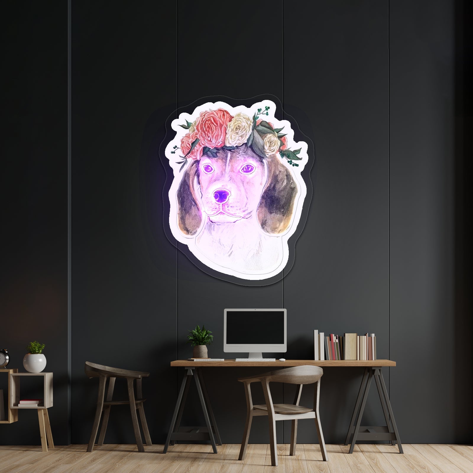 Flower Crown Beagle Dodgers Neon Sign - Shineneon
