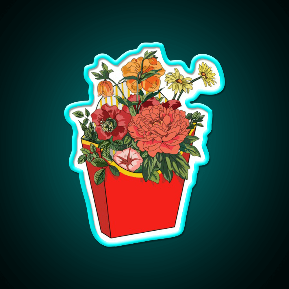 Flower Fries Fast Food Led Neon Sign For Burger Place Rgb Color - Shineneon