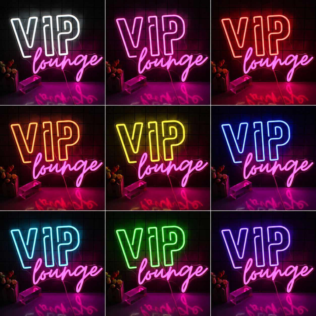 Flower Home Lounge LED Neon Sign color grid
