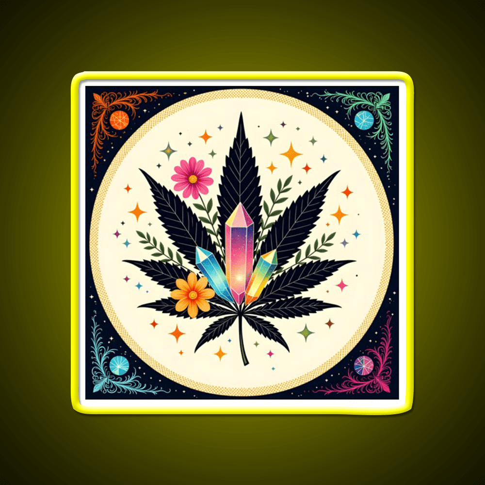 Flower Power Hemp Inspired Green Leaf Led Neon Sign Rgb Color - Shineneon