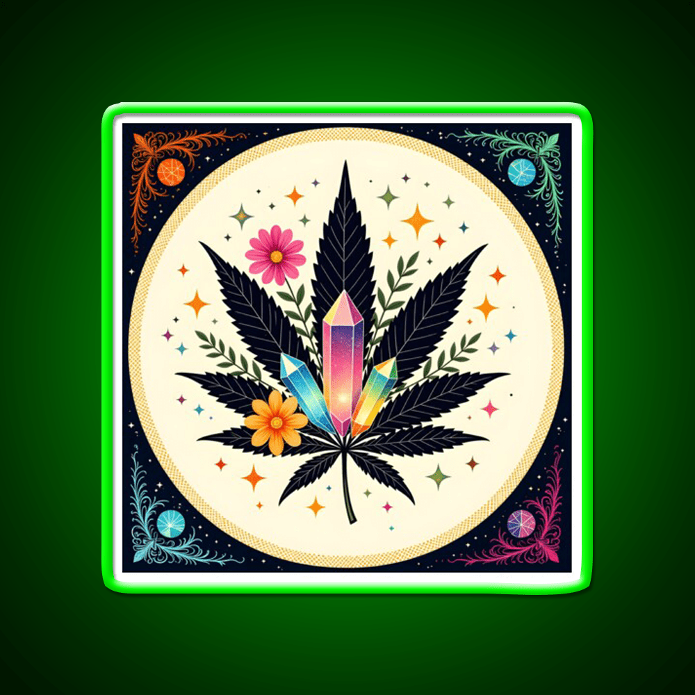 Flower Power Hemp Inspired Green Leaf Led Neon Sign Rgb Color - Shineneon