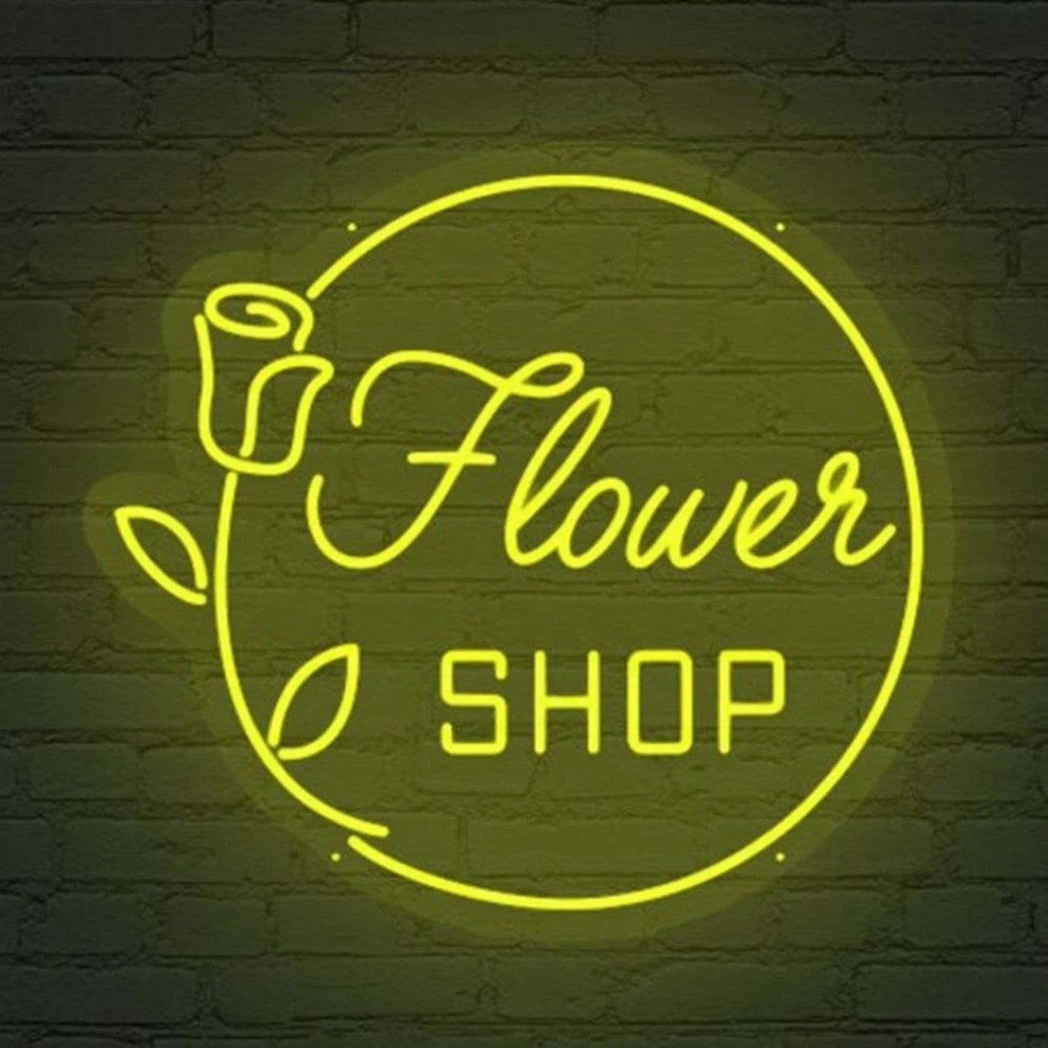 Flower Shop White Led Neon Sign With Floral Border For Indoor Decor | Shineneon