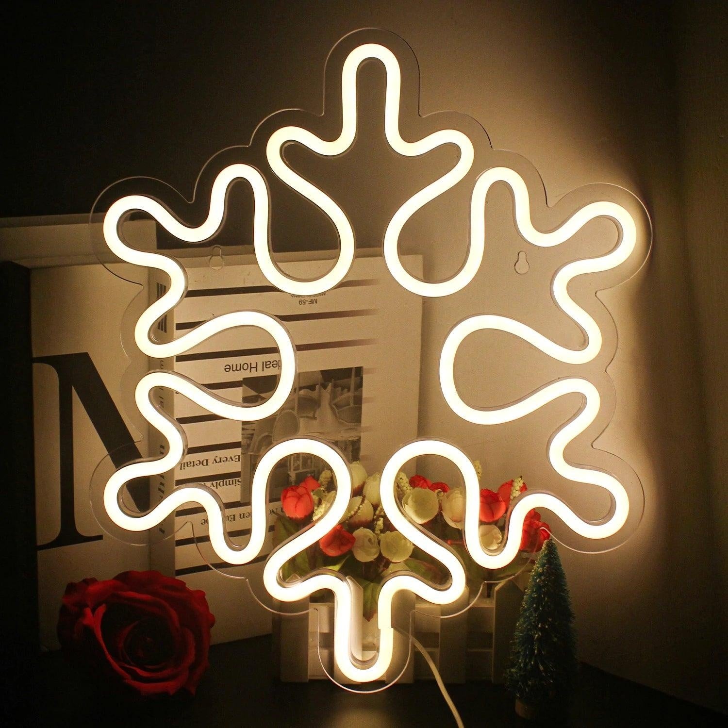 Flower White Yellow Led Neon Sign Modern Indoor Decoration For Home And Cafe | Shineneon
