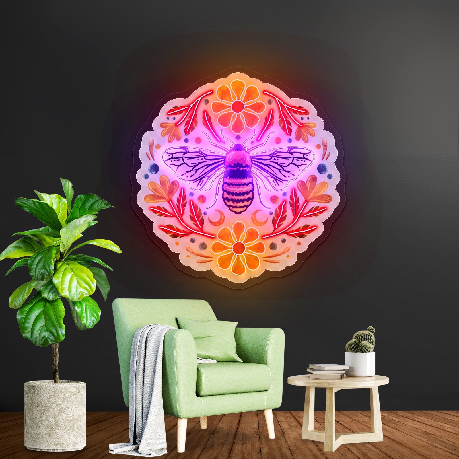 Flowers And Bee Clear Neon Signs For Business - Shineneon