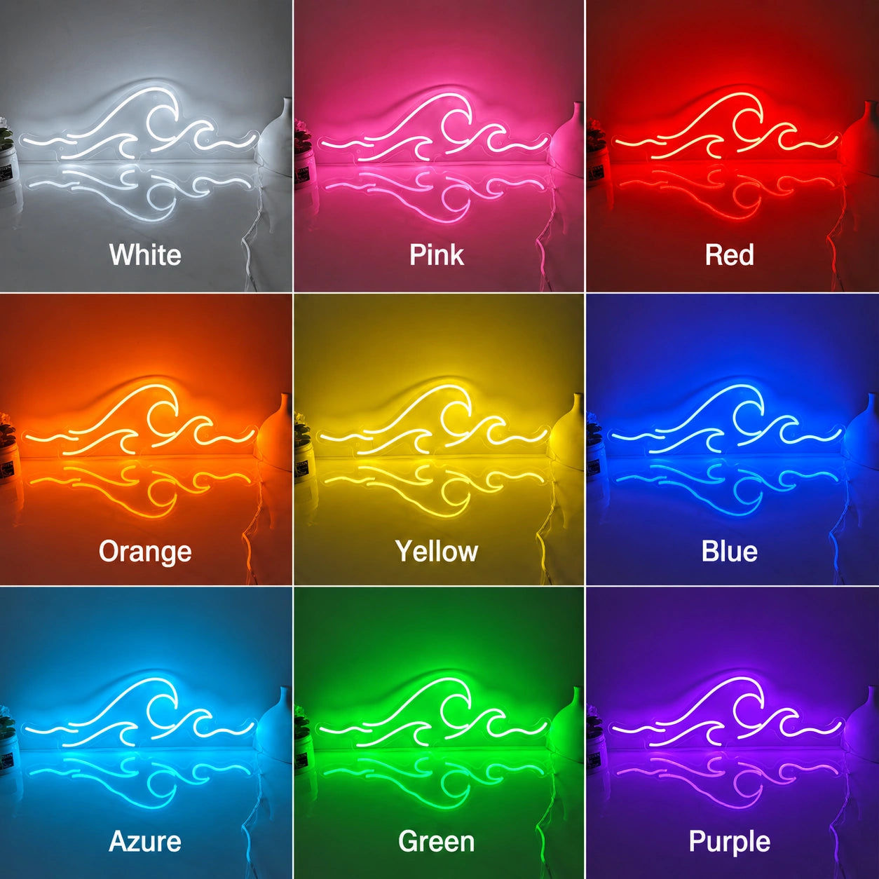 Flowing Wave Line Neon Sign LED Neon Sign color grid