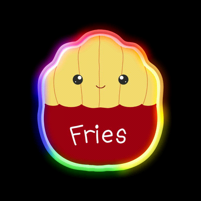 Floyd The French Fries Fast Food Led Neon Sign For Burger Place Rgb Color - LED neon sign close-up detail