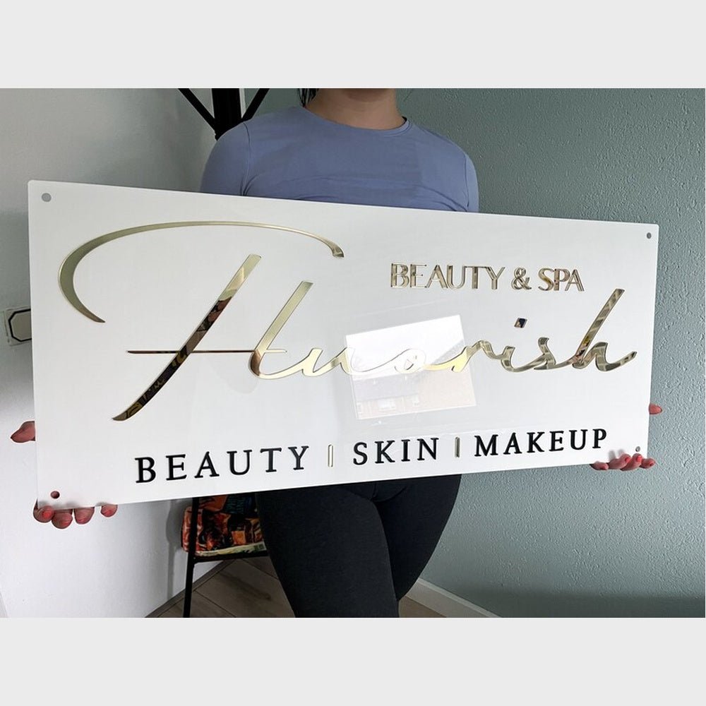 Fluorish Beauy Spa Acrylic Business Logo Sign - Shineneon