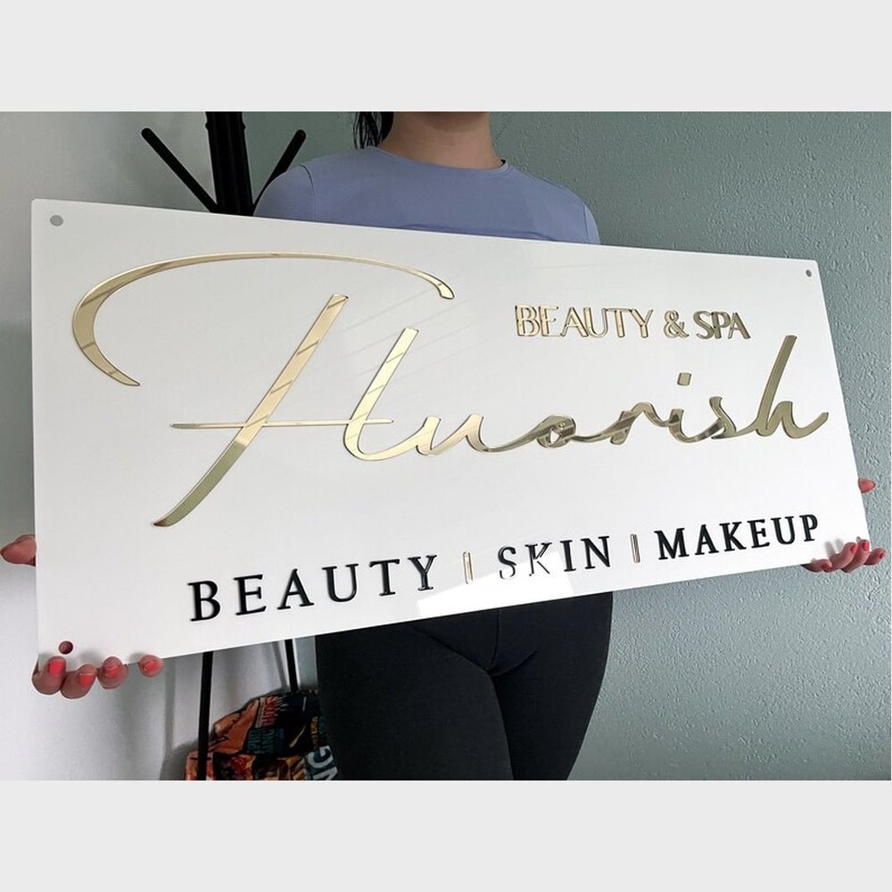 Fluorish Beauy Spa Acrylic Business Logo Sign - Shineneon