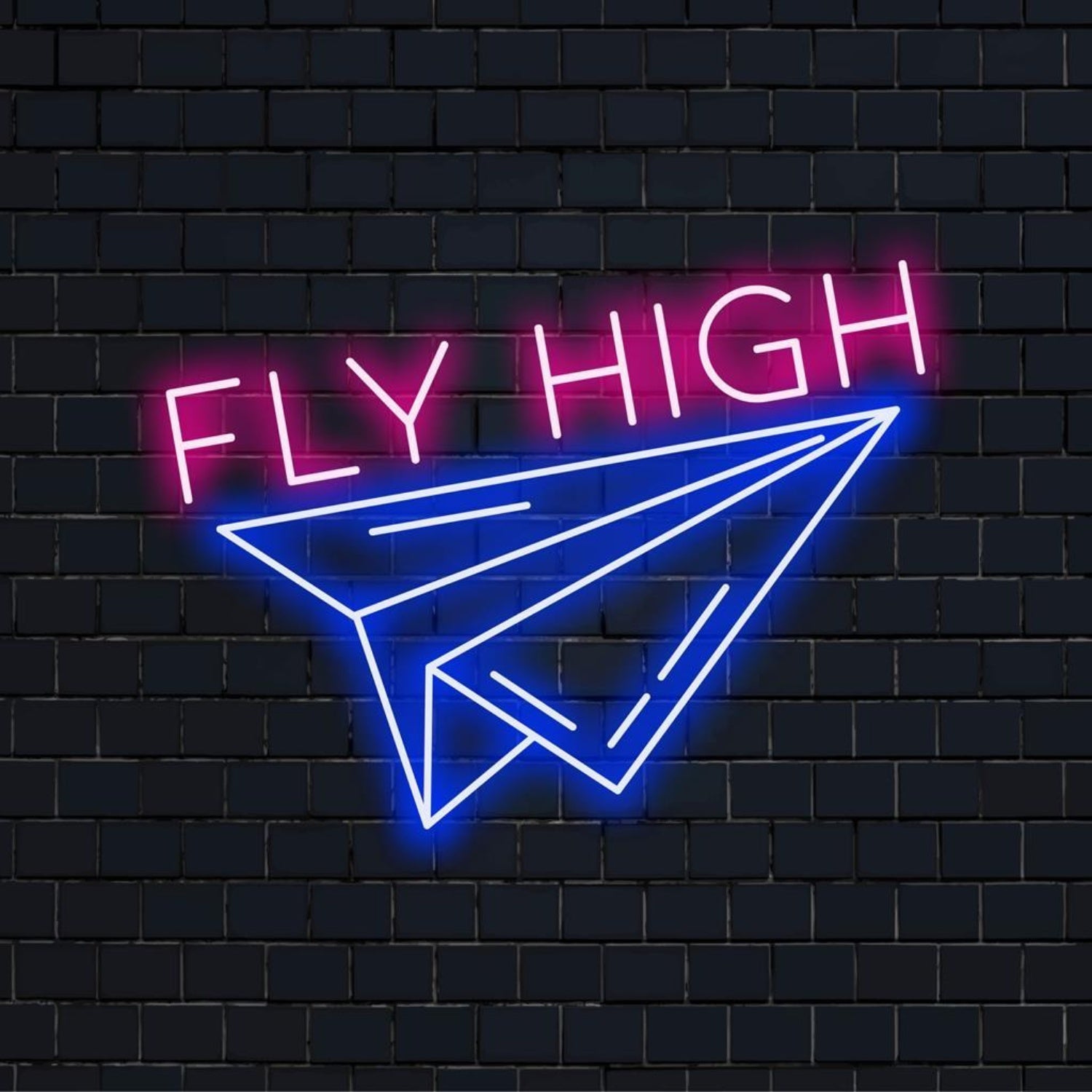 Fly High Paper Airplane Pink Blue Led Neon Sign For Studio Bedroom Cafe Wall Decor | Shineneon
