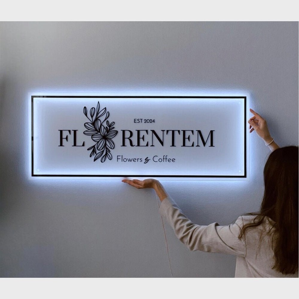 Fly Renteam Coffee Shop Acrylic Business Logo Sign - Shineneon