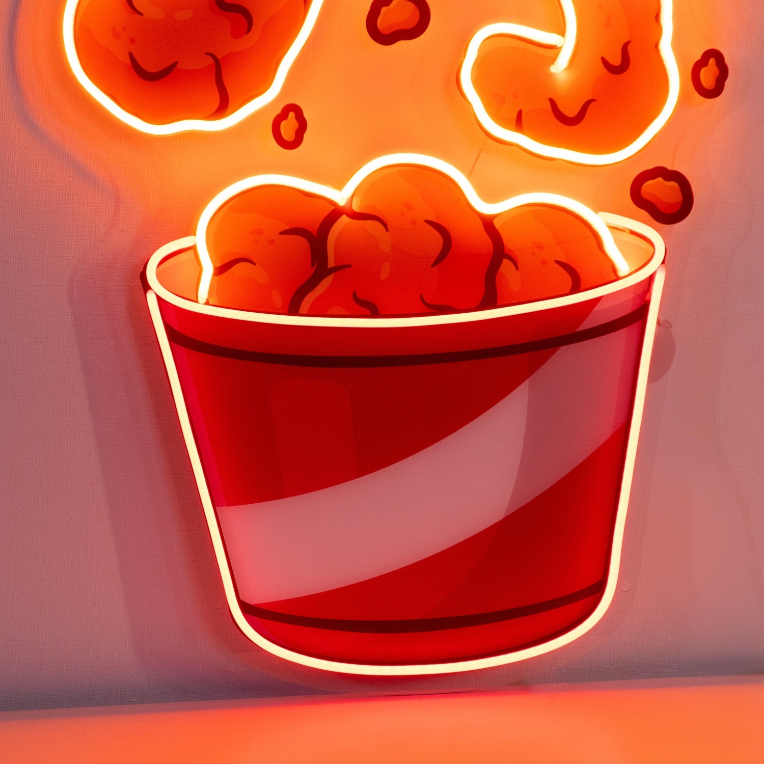 Flying Fried Chicken Red-Yellow Cartoon Uv Printed Led Neon Sign For Restaurant Wall | Shineneon