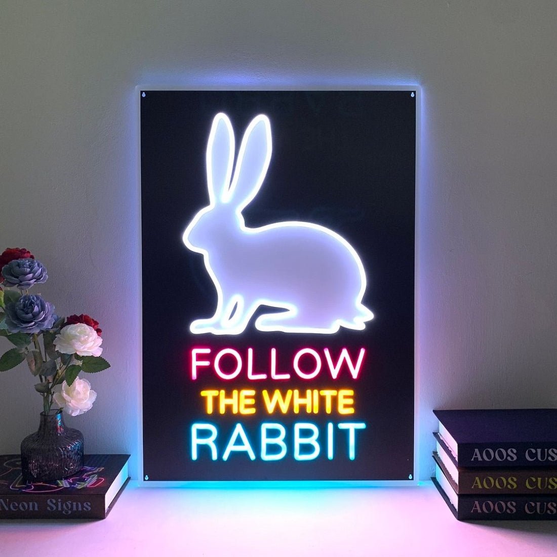Follow The White Rabbit Led Sign Business Neon Sign - Shineneon