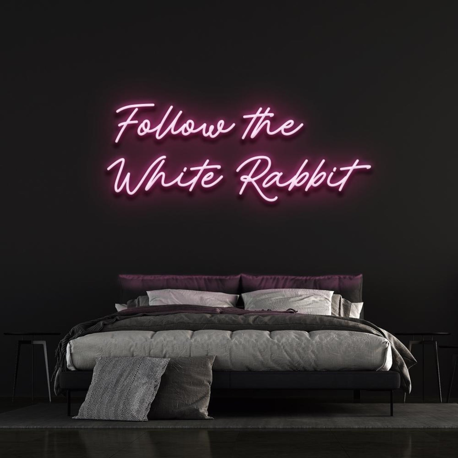 Follow The White Rabbit Warm Amber Led Neon Sign For Bedroom Decor | Shineneon